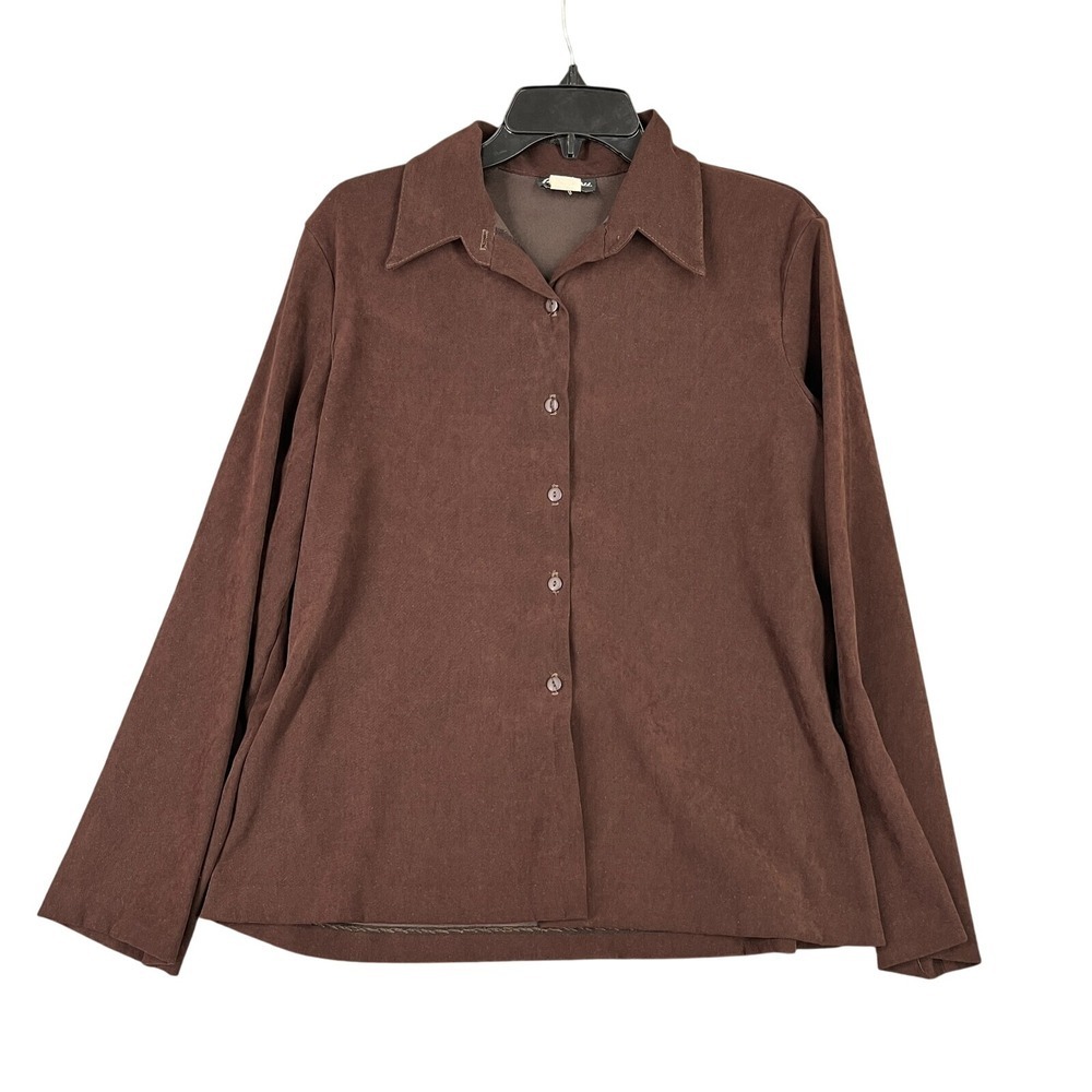 Caribou New York Shirt Womens M Button Front Minimalist Quiet‎ Luxury Vintage